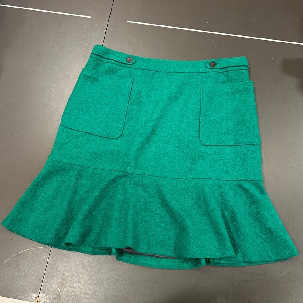 Anthropologie Maeve Kelly Green Wool Blend Skirt Size 12 - Picture 1 of 7